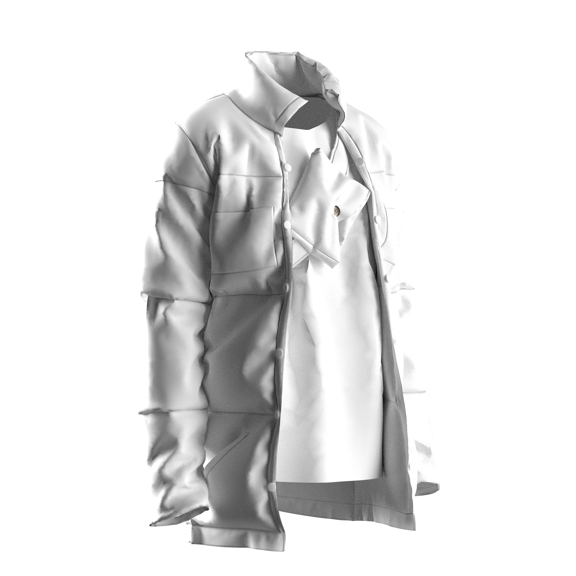 Padded Overshirt Jacket Mockup with Snap Front and Chest Pocket preview