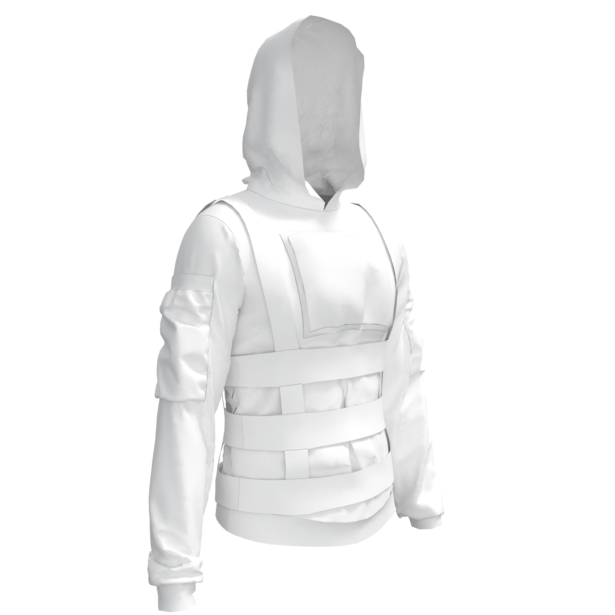 Strapped Tactical Hoodie Mockup with Harness Panel Construction preview